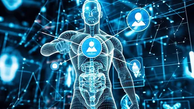 Digital Human Anatomy Model With Network Connectivity Icons