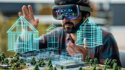 Architect Using Augmented Reality Headset To Design Buildings
