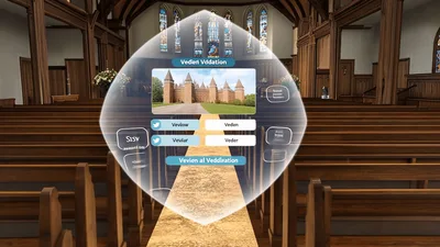 Virtual Reality Wedding Interface Displaying Menu Options
