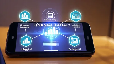 Financial Literacy App Interface With Animated Data Icons
