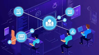 Software Development Team Working On Networked Digital Infrastructure