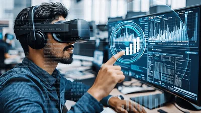 Software Developer Interacting With Virtual Data Visualization Interface