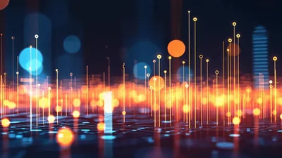 Digital Data Network Visualization With Glowing Light Particles