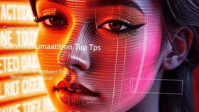 Digital Facial Recognition Scan Of A Young Woman