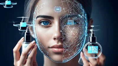 Futuristic Skincare Technology With Digital Facial Analysis