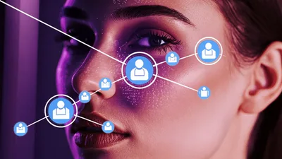 Digital Facial Recognition Network Scanning Human Face