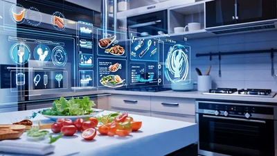 Futuristic Smart Kitchen Interface With Augmented Reality Food Data