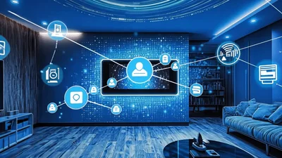 Smart Home Network Connectivity Visualization In Modern Living Room