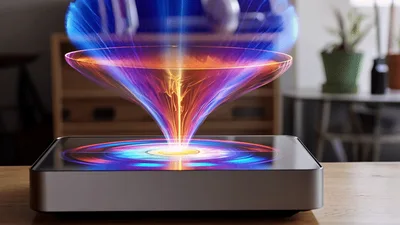 Holographic Energy Vortex Displaying Abstract Light Patterns