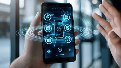 Hand Interacting With Augmented Reality Smartphone Interface