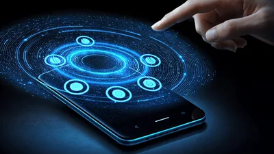 Futuristic Smartphone Interface With Holographic Data Projection