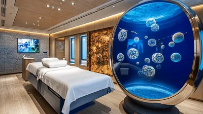 Modern Luxury Spa Room With Digital Jellyfish Aquarium