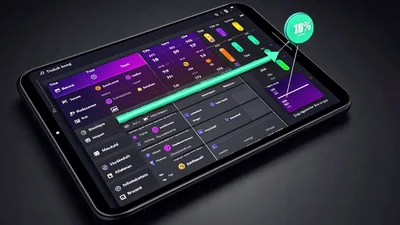 Digital Tablet Displaying Interactive Data Analytics Dashboard