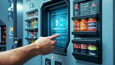 Futuristic Vending Machine Interface Interaction In Sci-Fi Setting
