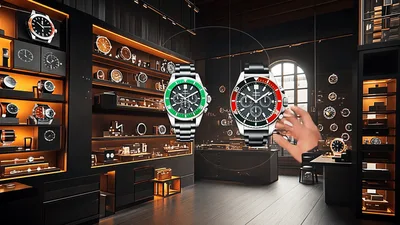 Digital Watch Display Interface In Luxury Boutique