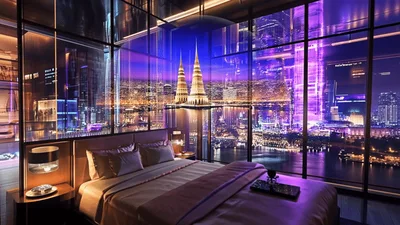 Futuristic Bedroom With Magical Floating City Sphere