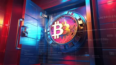Bitcoin Symbol Inside A Futuristic Bank Vault