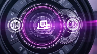 Digital Bitcoin Coin Rotating In Futuristic Cybernetic Mechanism