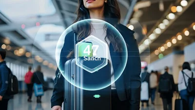 Futuristic Smart Luggage With Digital Battery Status Display