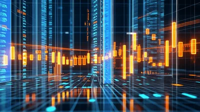 Digital Financial Data Visualization With Glowing Stock Market Charts