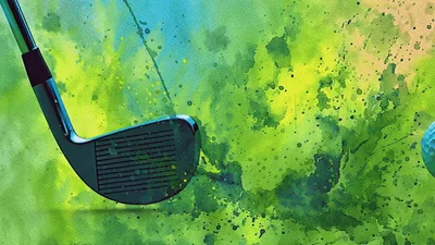 Golf Club Striking Ball Watercolor Animation