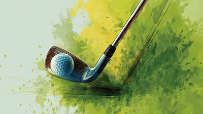 Golf Club Striking Ball Watercolor Illustration Animation