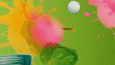 Golf Club Hitting A Golf Ball Watercolor Animation