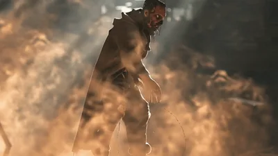 Undead Zombie Man Walking Through Dusty Industrial Ruins