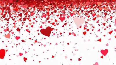 Red Heart Confetti Falling on White Background