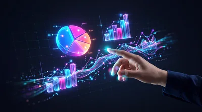 Hand Interacting With Digital Financial Data Visualization