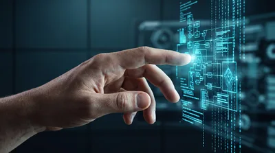 Hand Interacting With Digital Holographic Data Interface