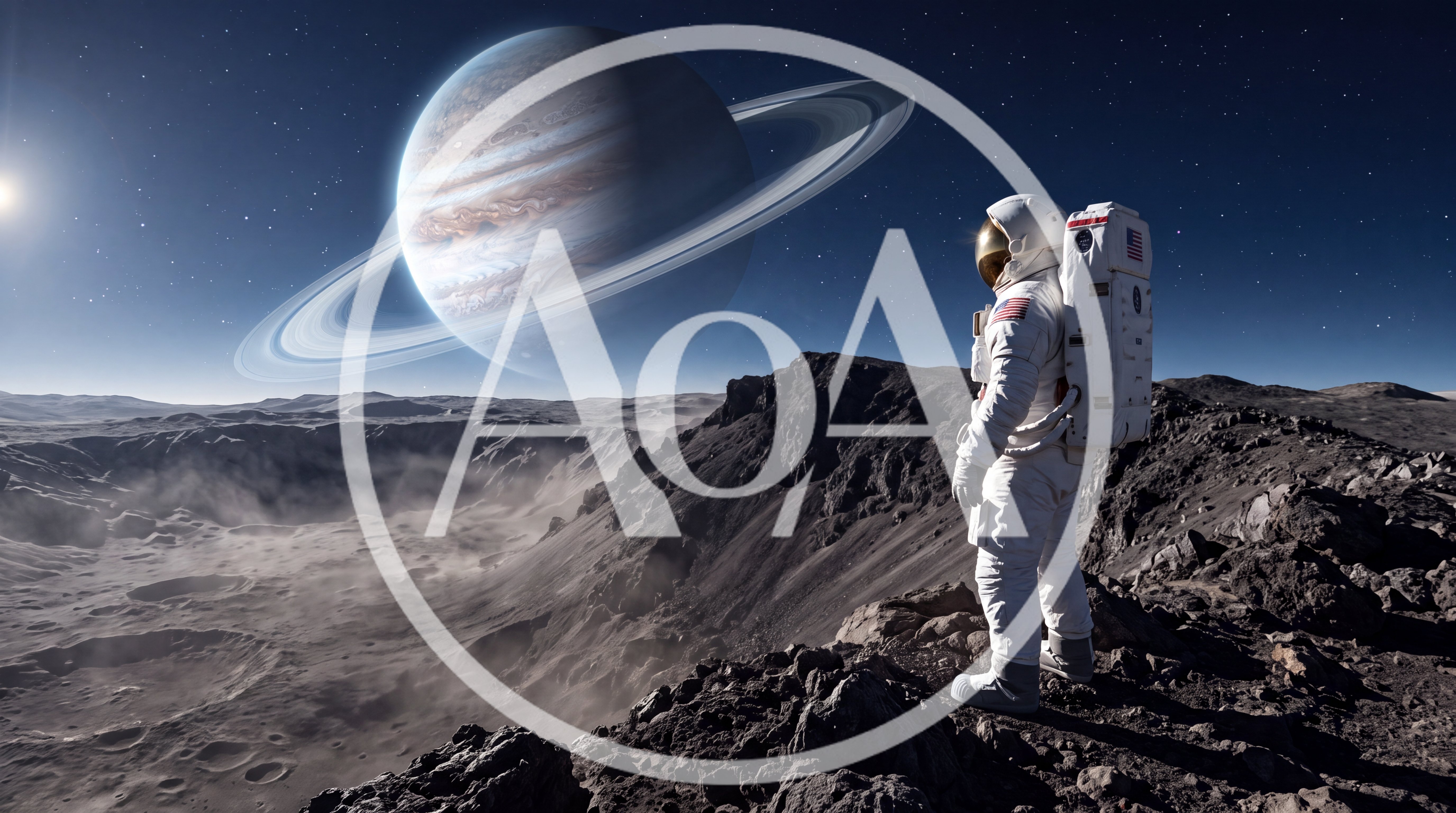 Astronaut Standing On A Rocky Alien Planet Surface