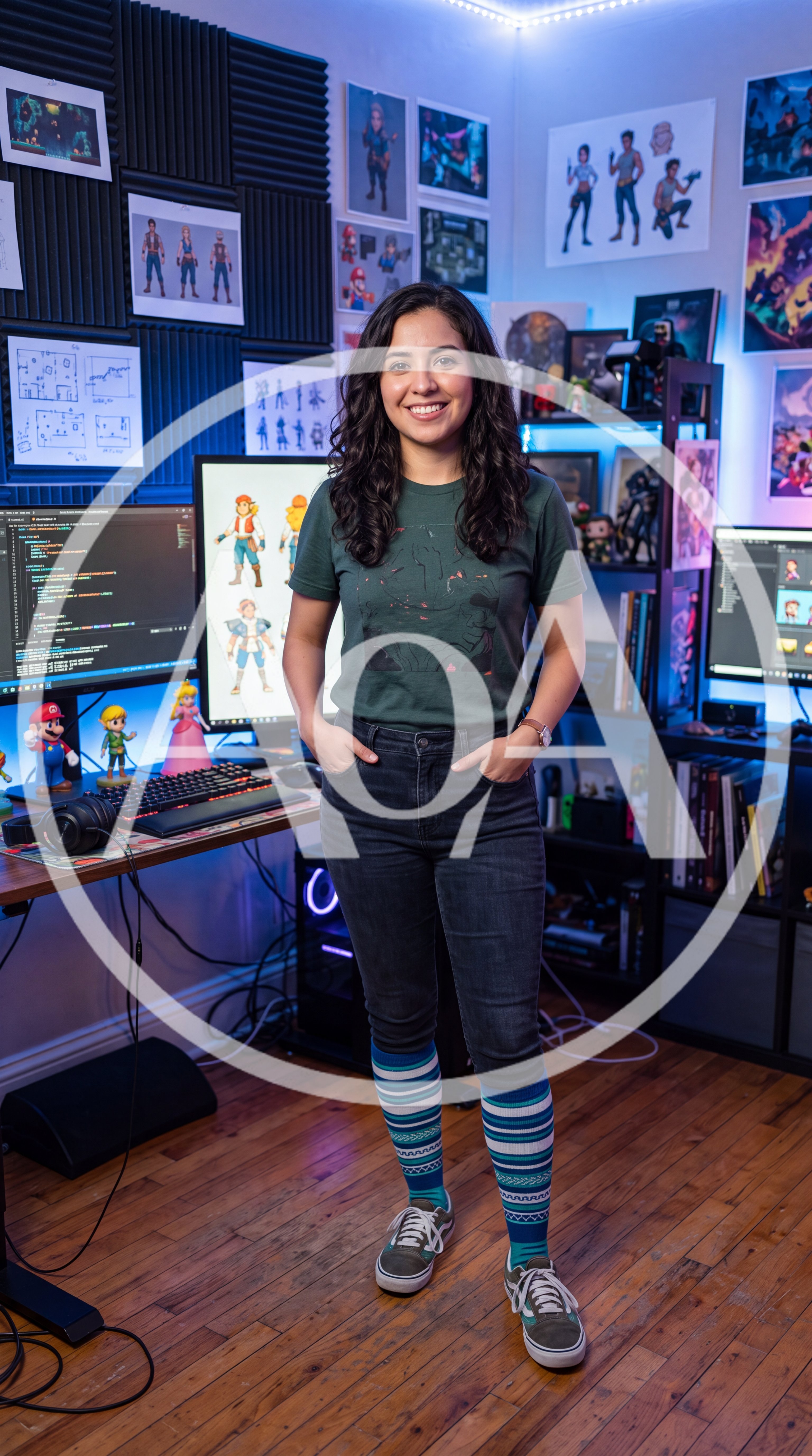 Female Game Developer Standing In Her Creative Home Office