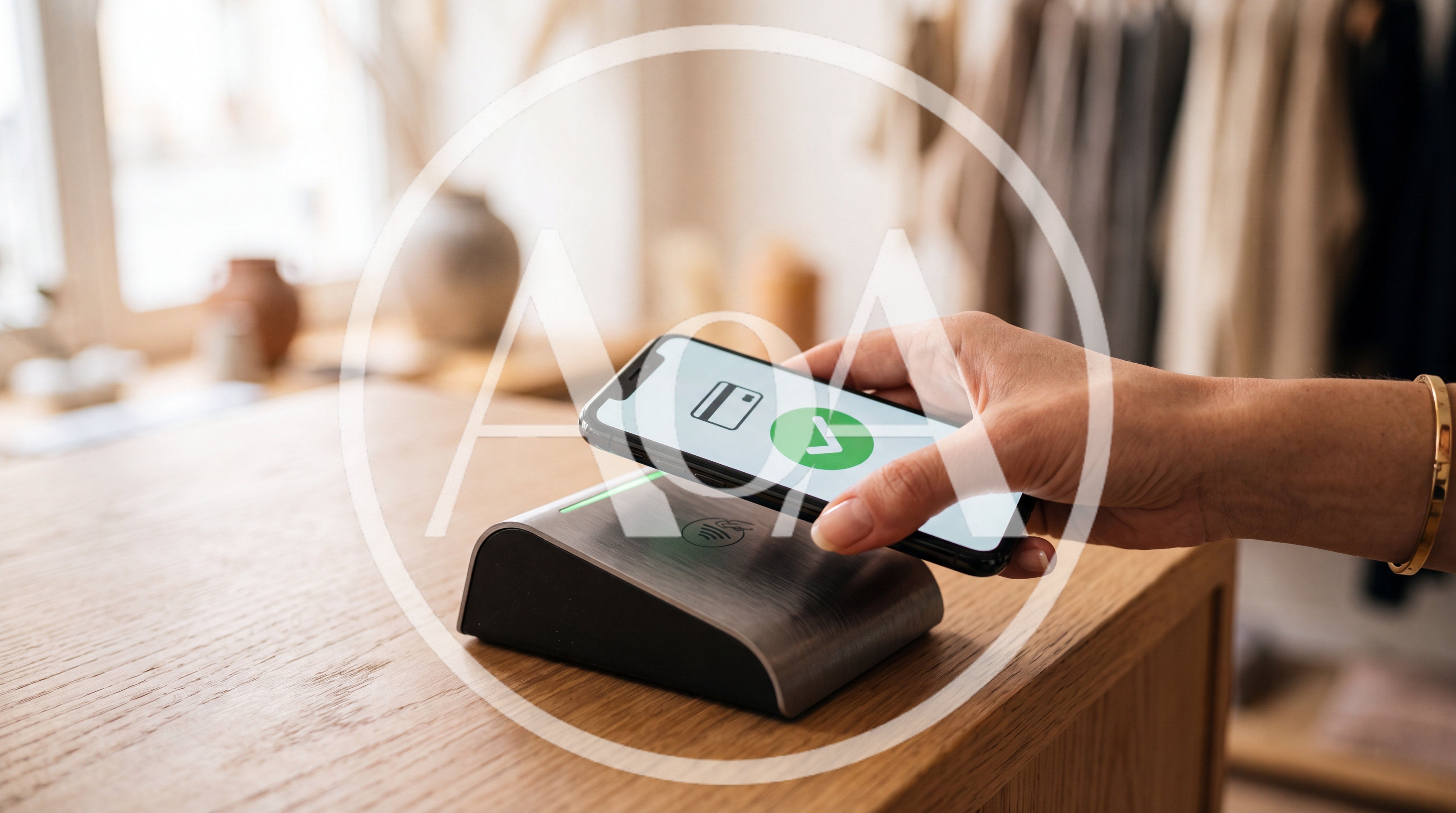 Customer Making Contactless Payment With Smartphone