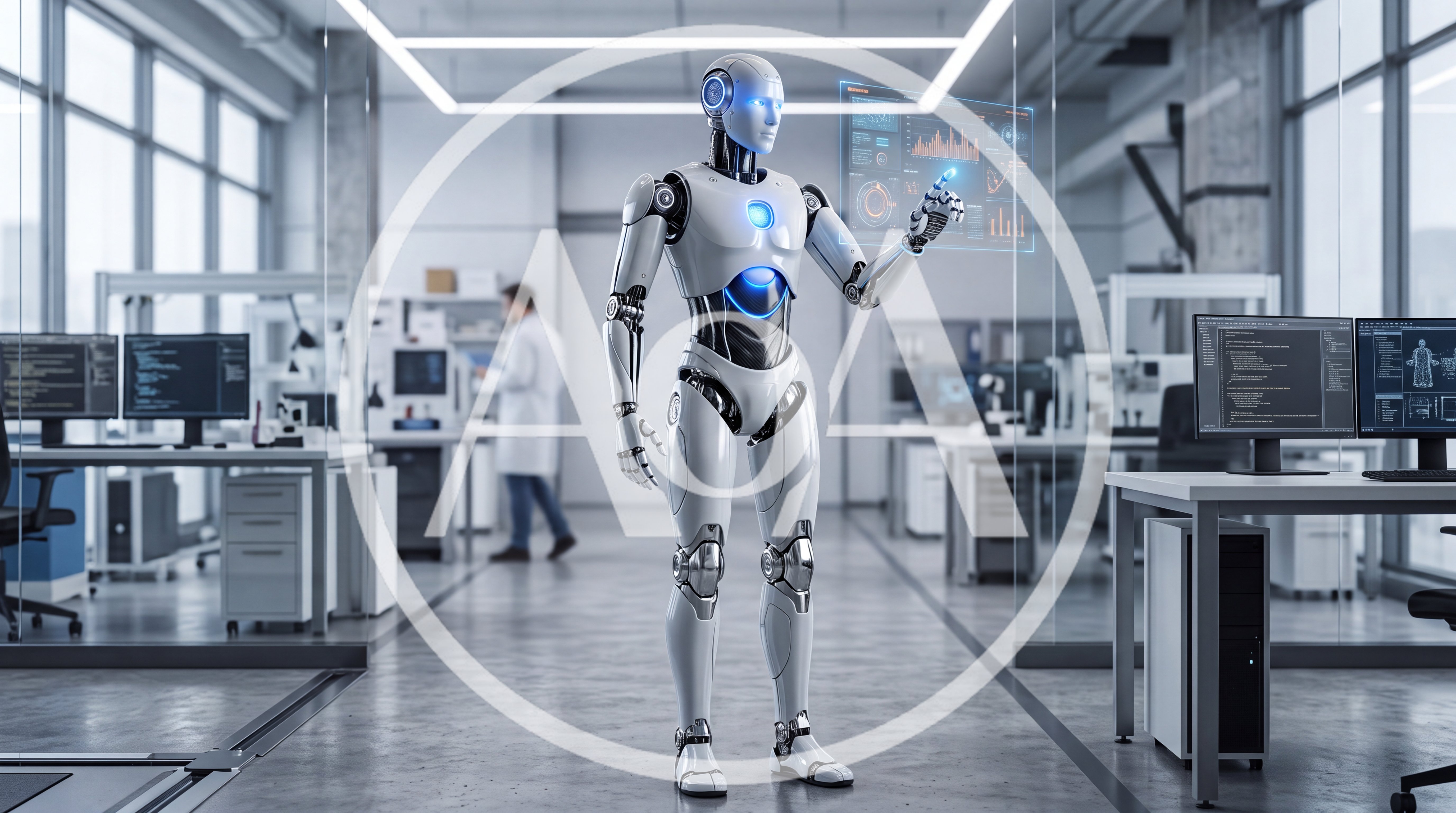 Humanoid Robot Interacting With Holographic Data Interface