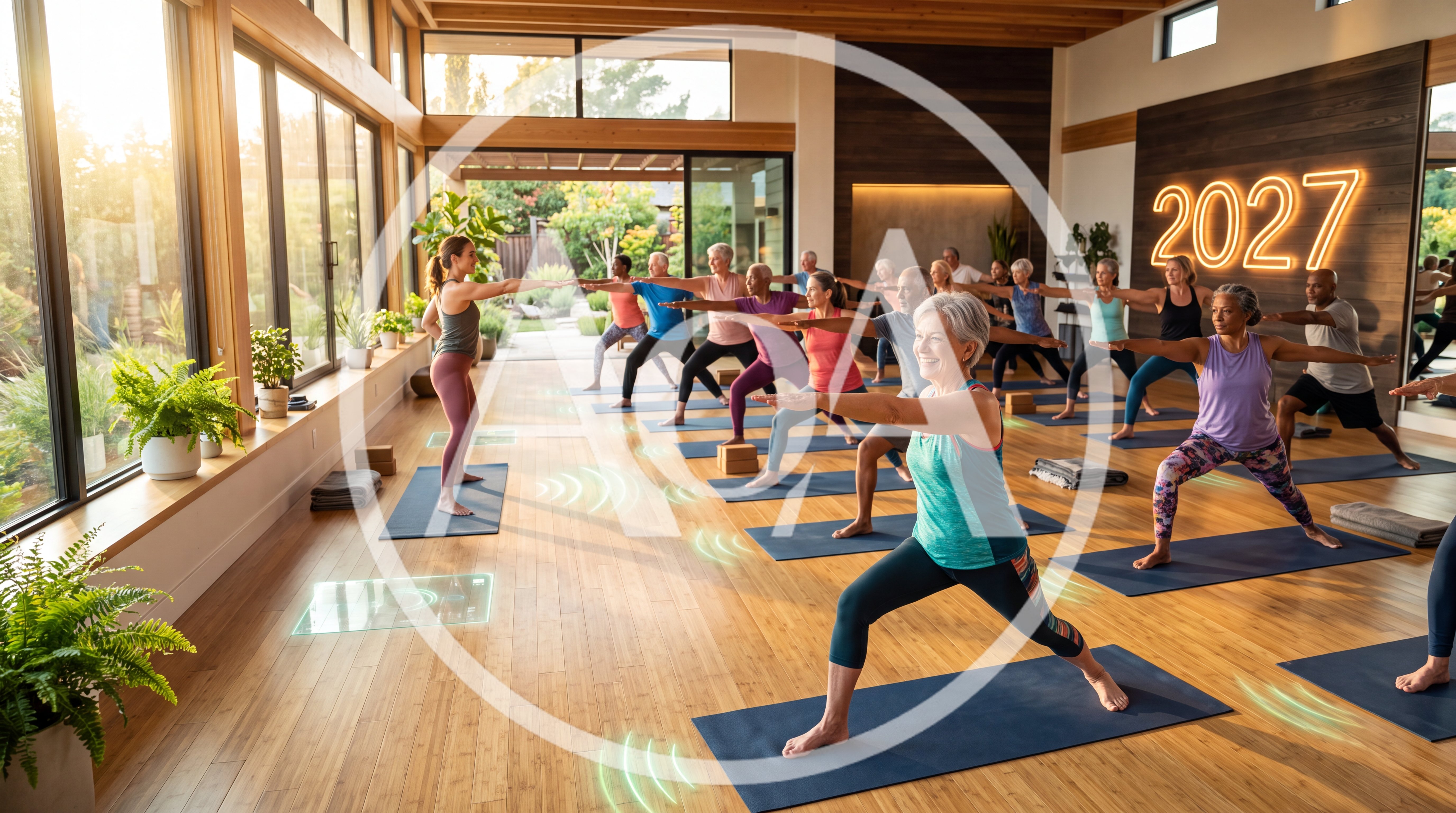 Senior Yoga Class in Modern Studio