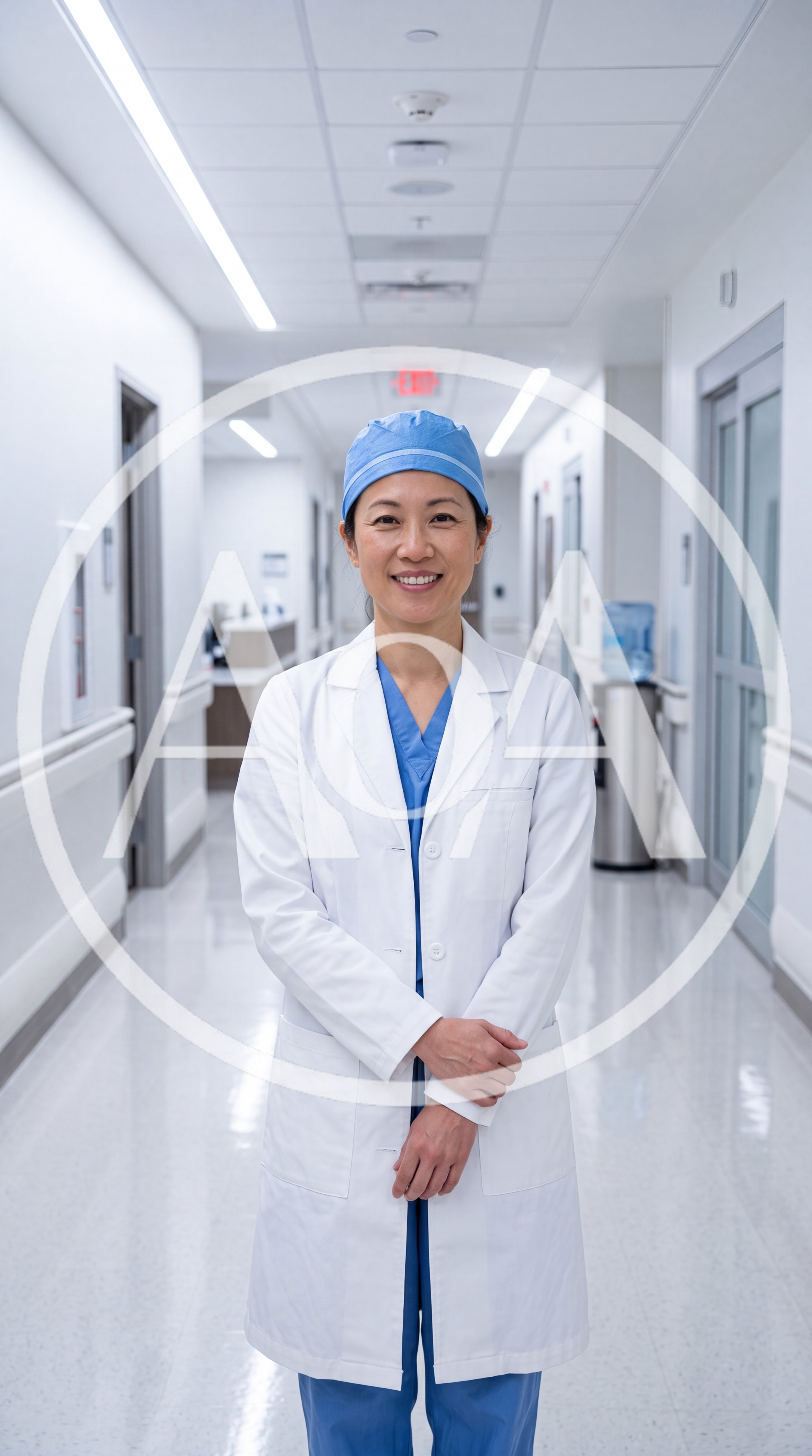 Female Surgeon Standing In Hospital Corridor