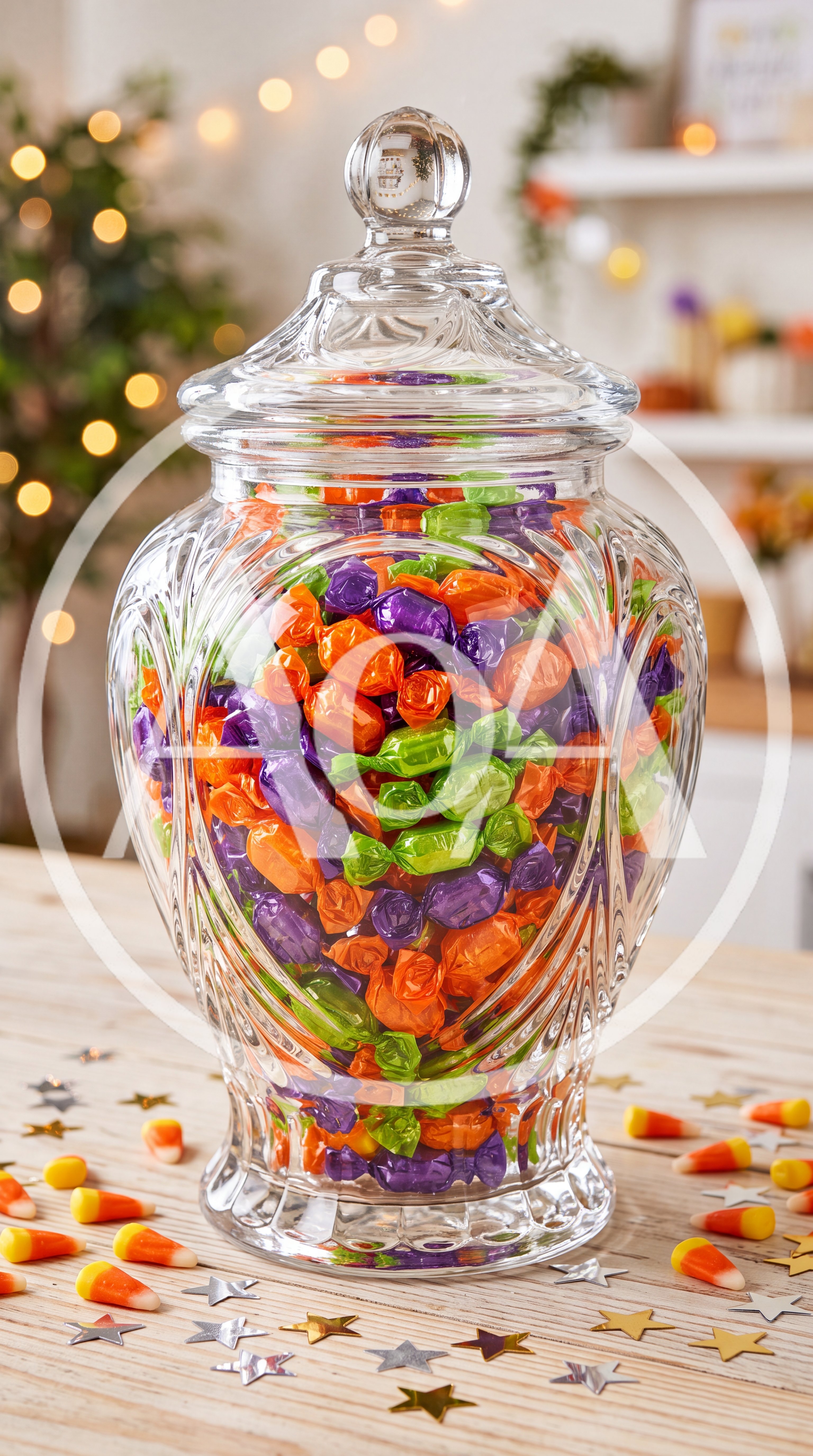 Glass Candy Jar Filled With Halloween Treats