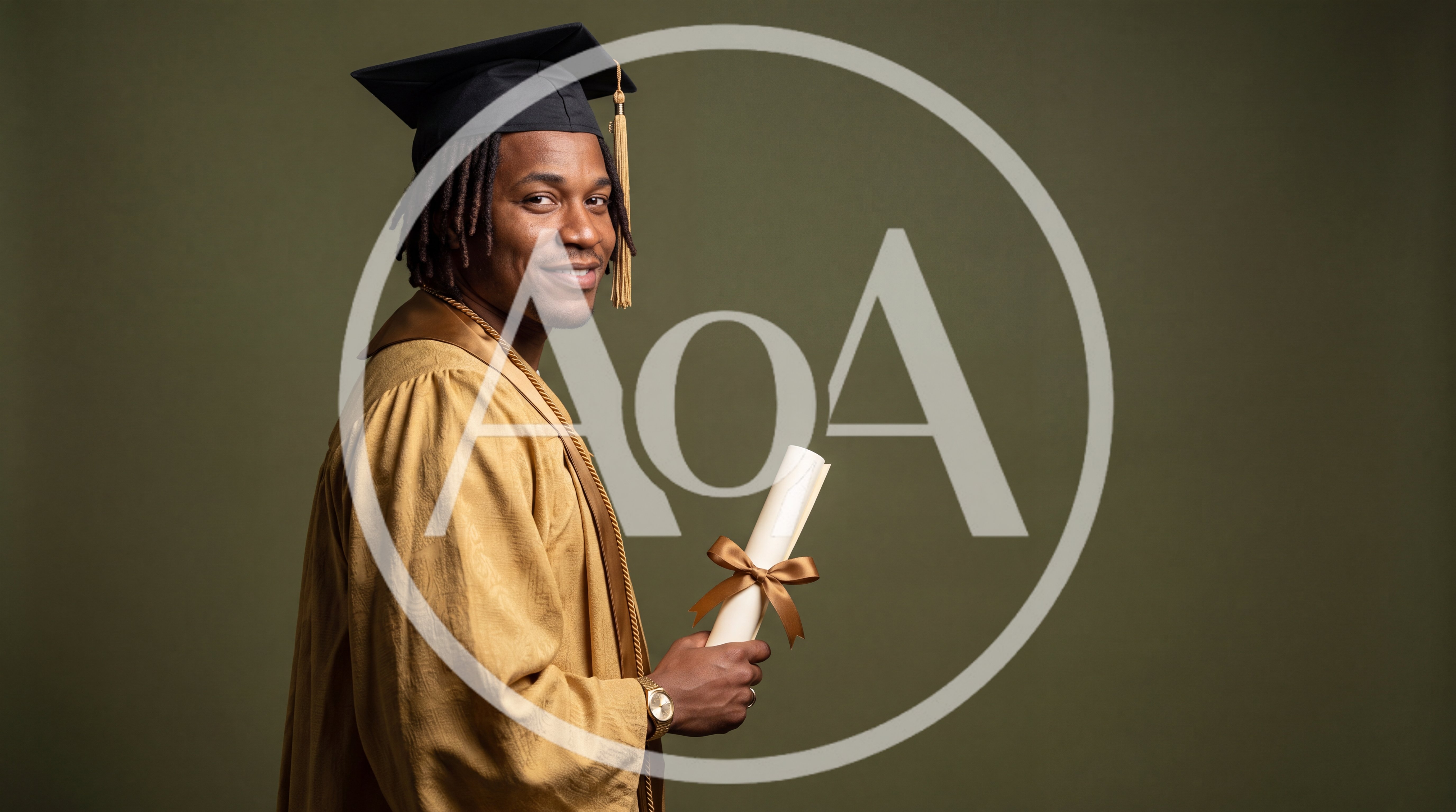 Young African American Graduate Holding Diploma
