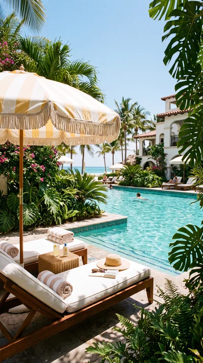Luxury Resort Swimming Pool With Lounge Chairs
