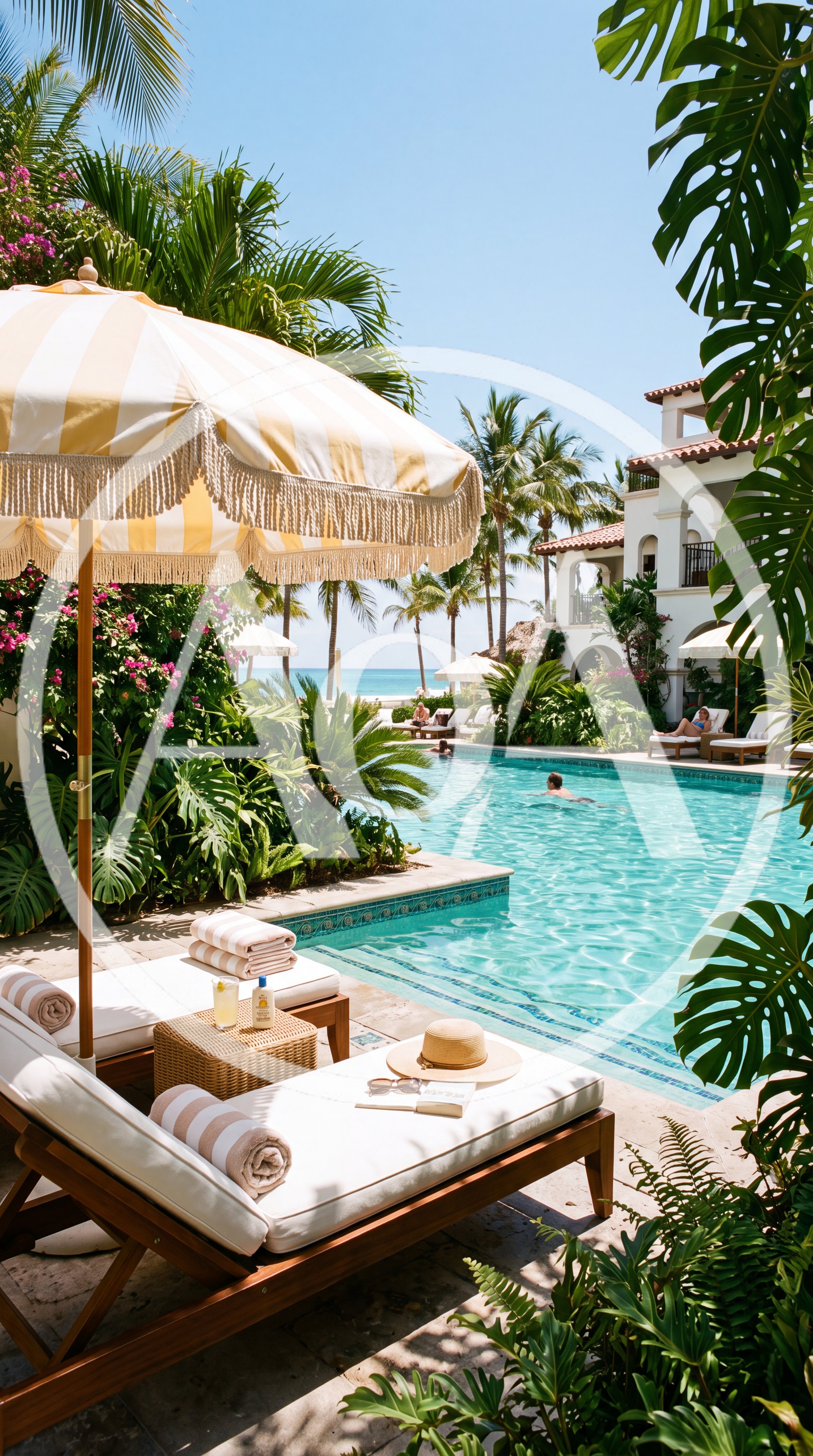Luxury Resort Swimming Pool With Lounge Chairs