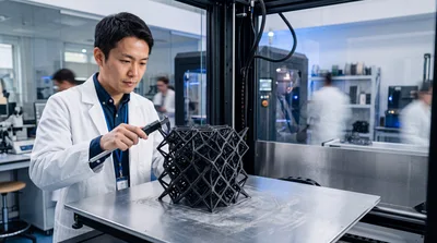 Engineer Measuring 3D Printed Lattice Structure