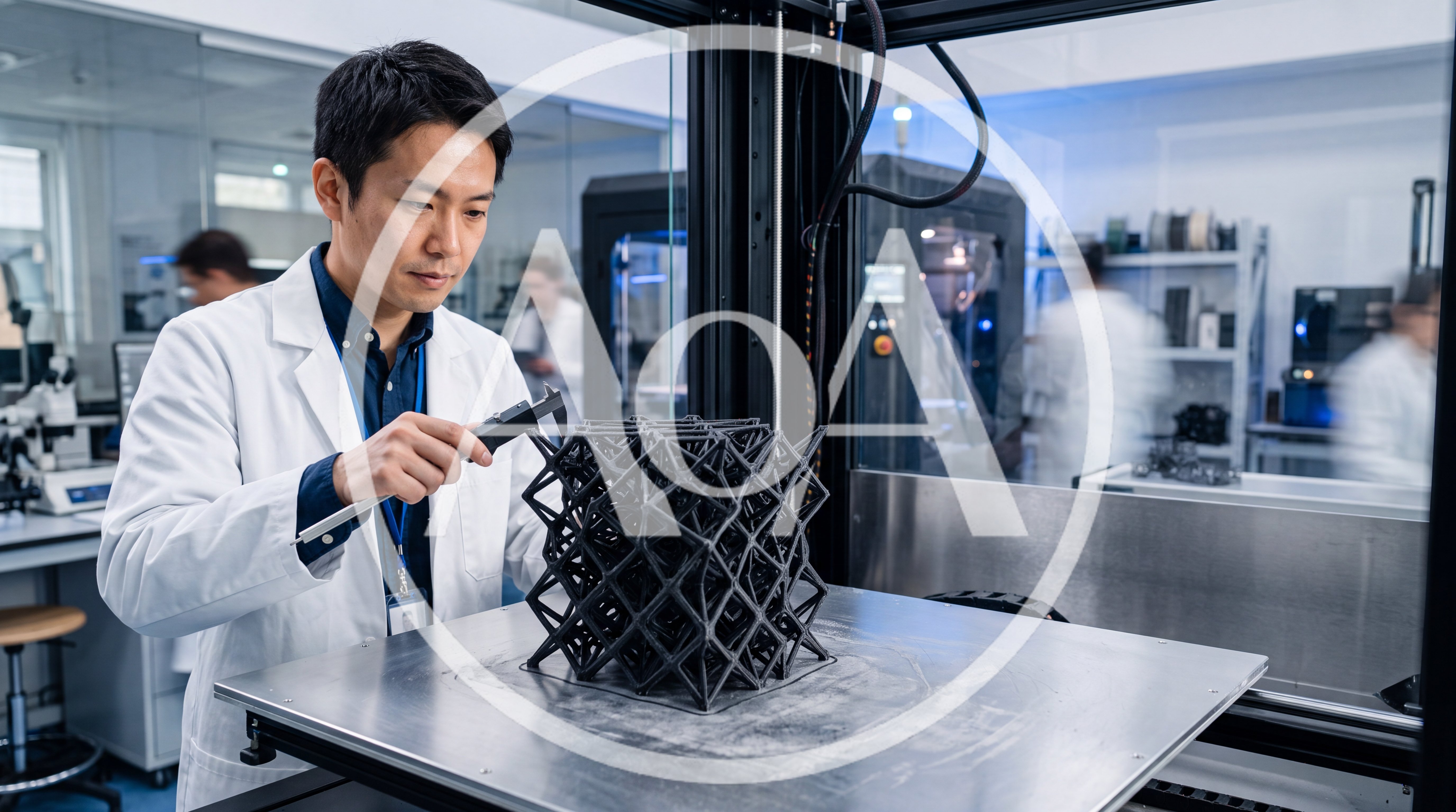 Engineer Measuring 3D Printed Lattice Structure