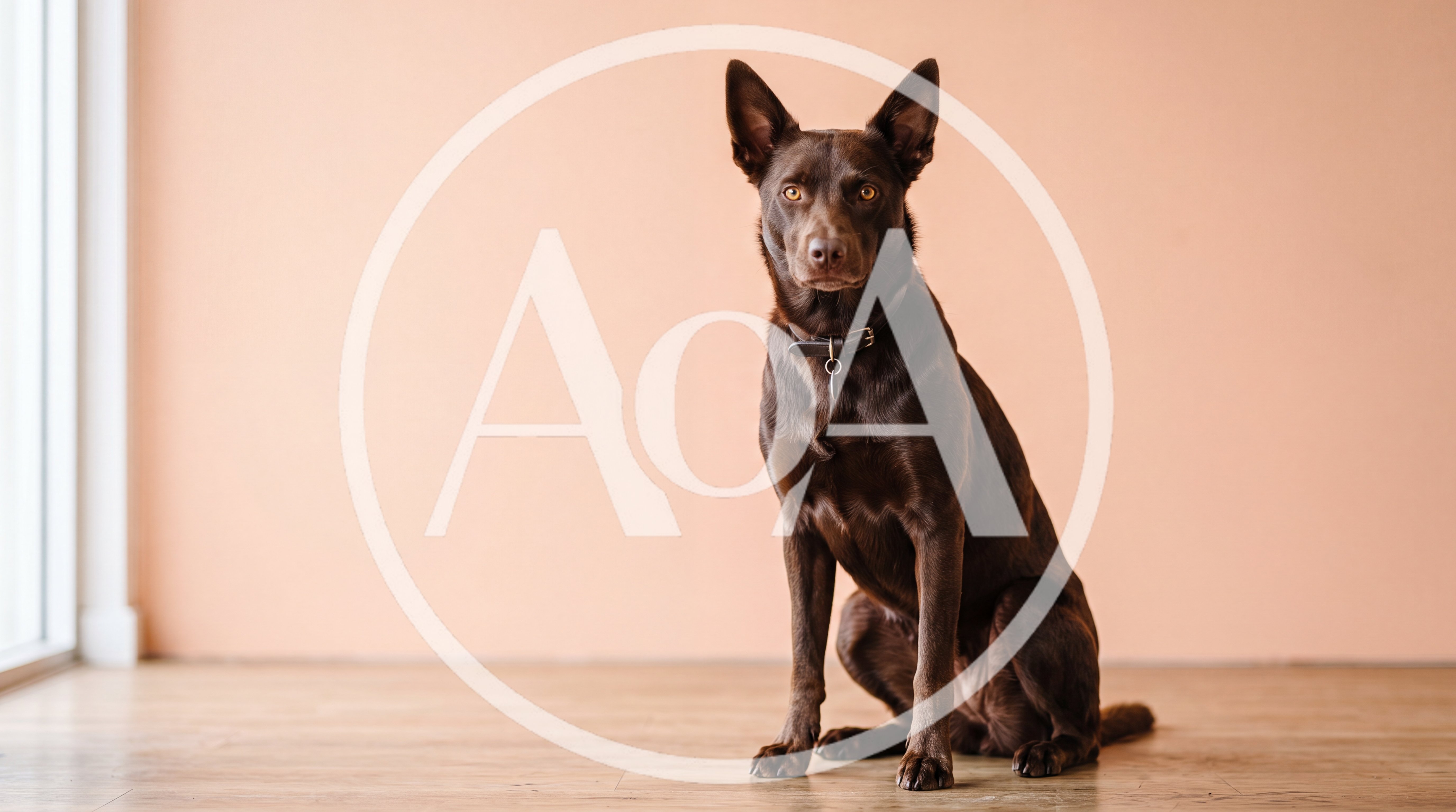 Brown Kelpie Dog Sitting on Wooden Floor