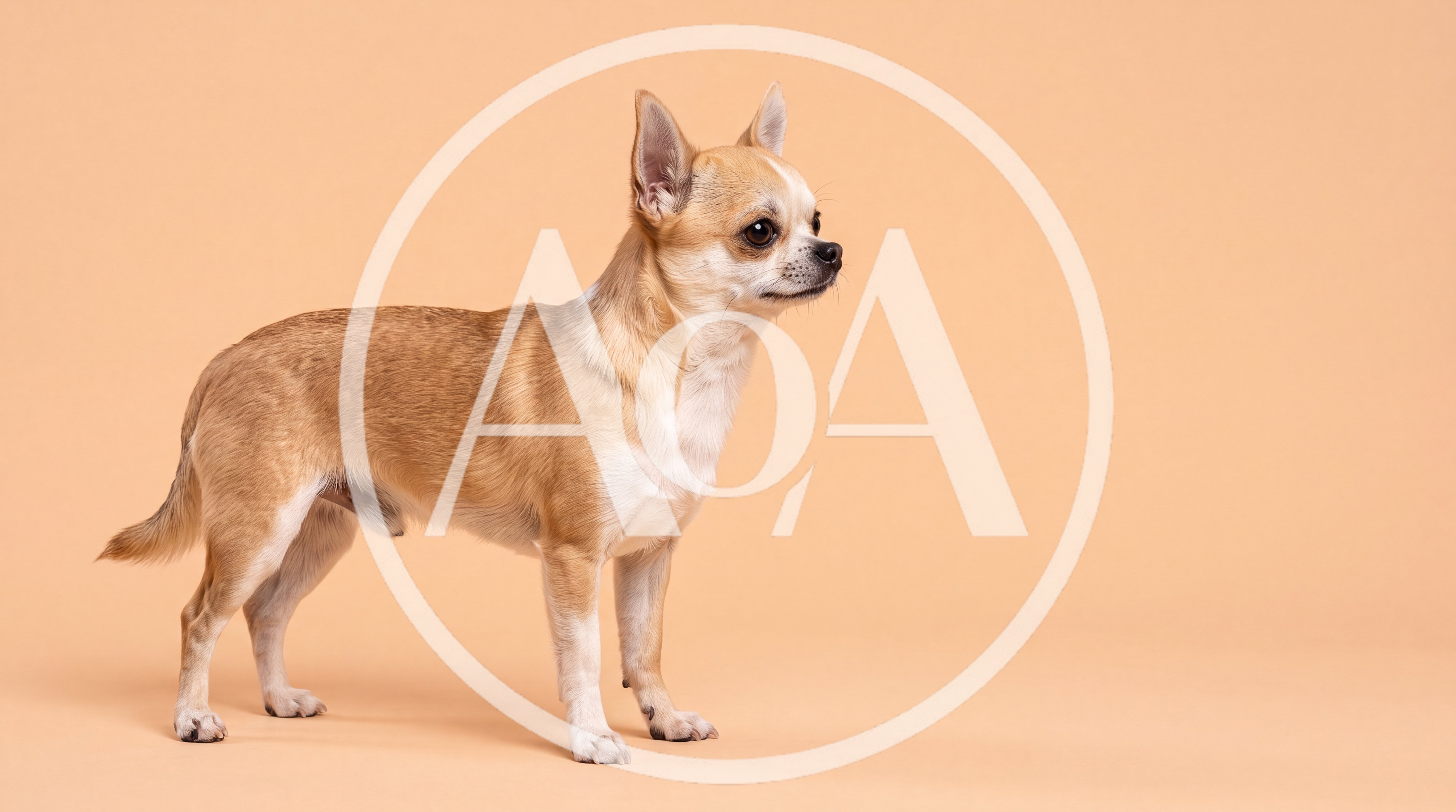 Small Tan Chihuahua Standing On Beige Background
