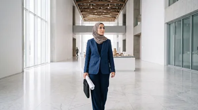 Professional Architect Walking Through Modern Office Building