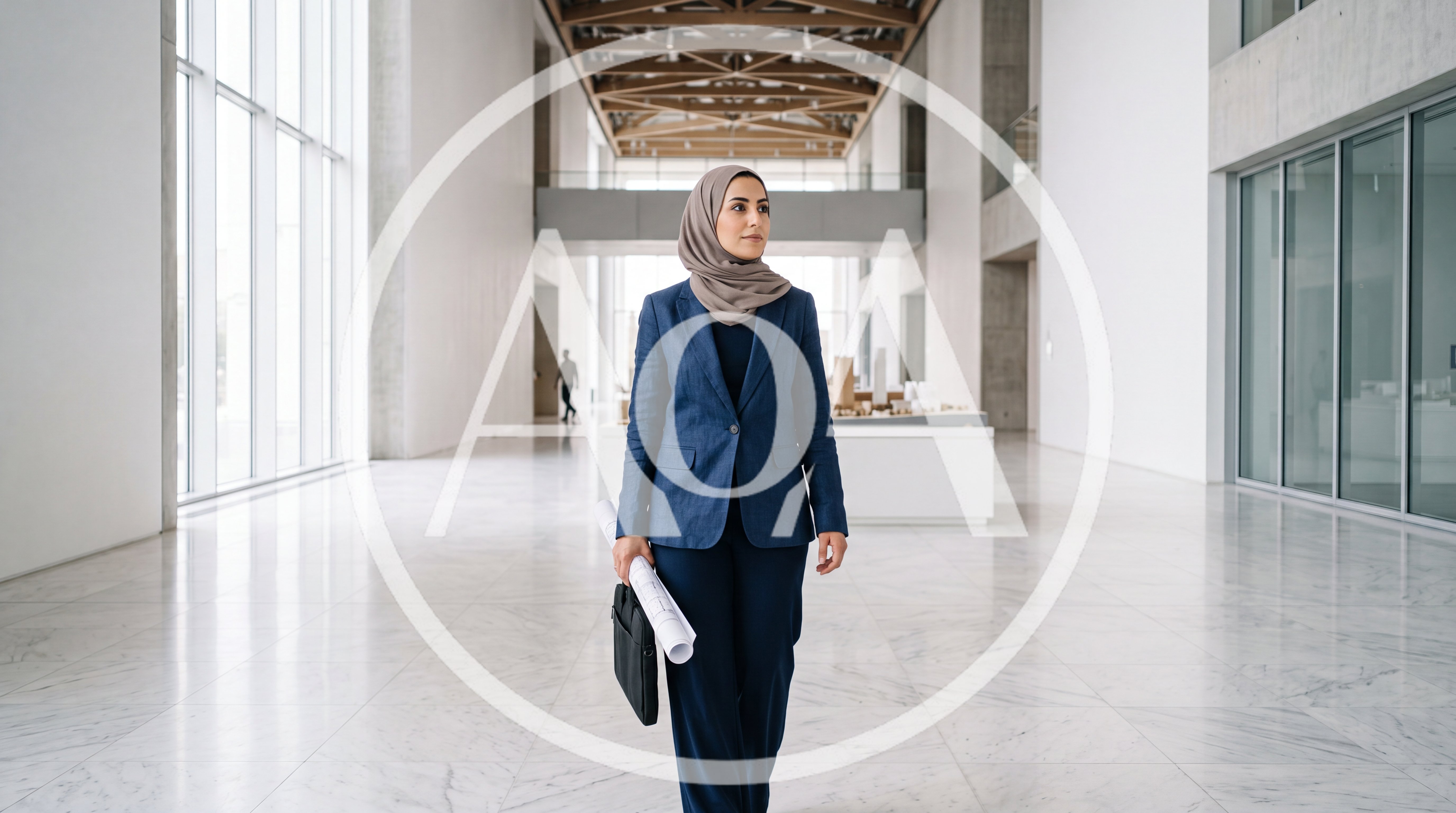 Professional Architect Walking Through Modern Office Building