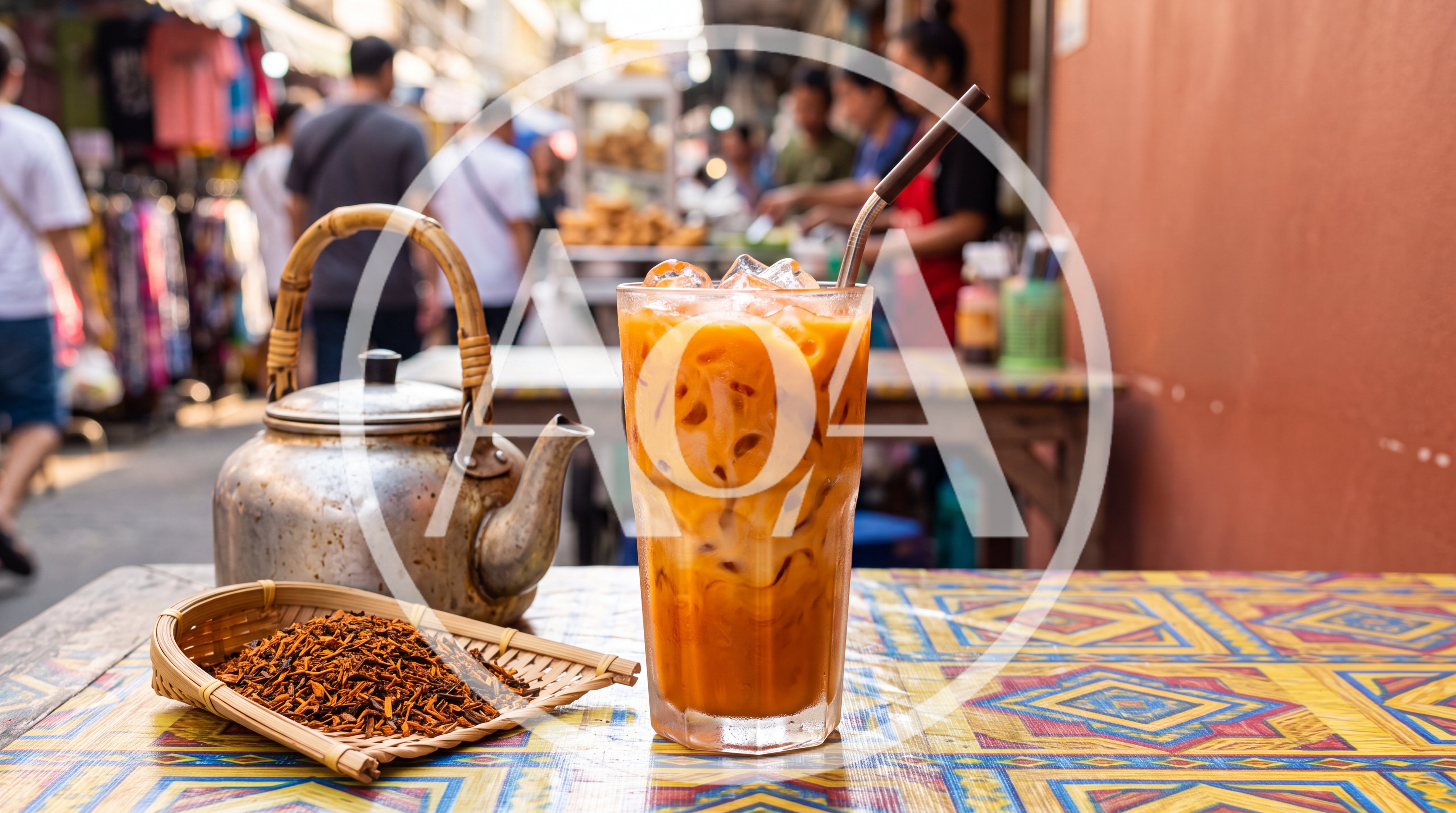 Thai Iced Tea Served On A Street Food Table
