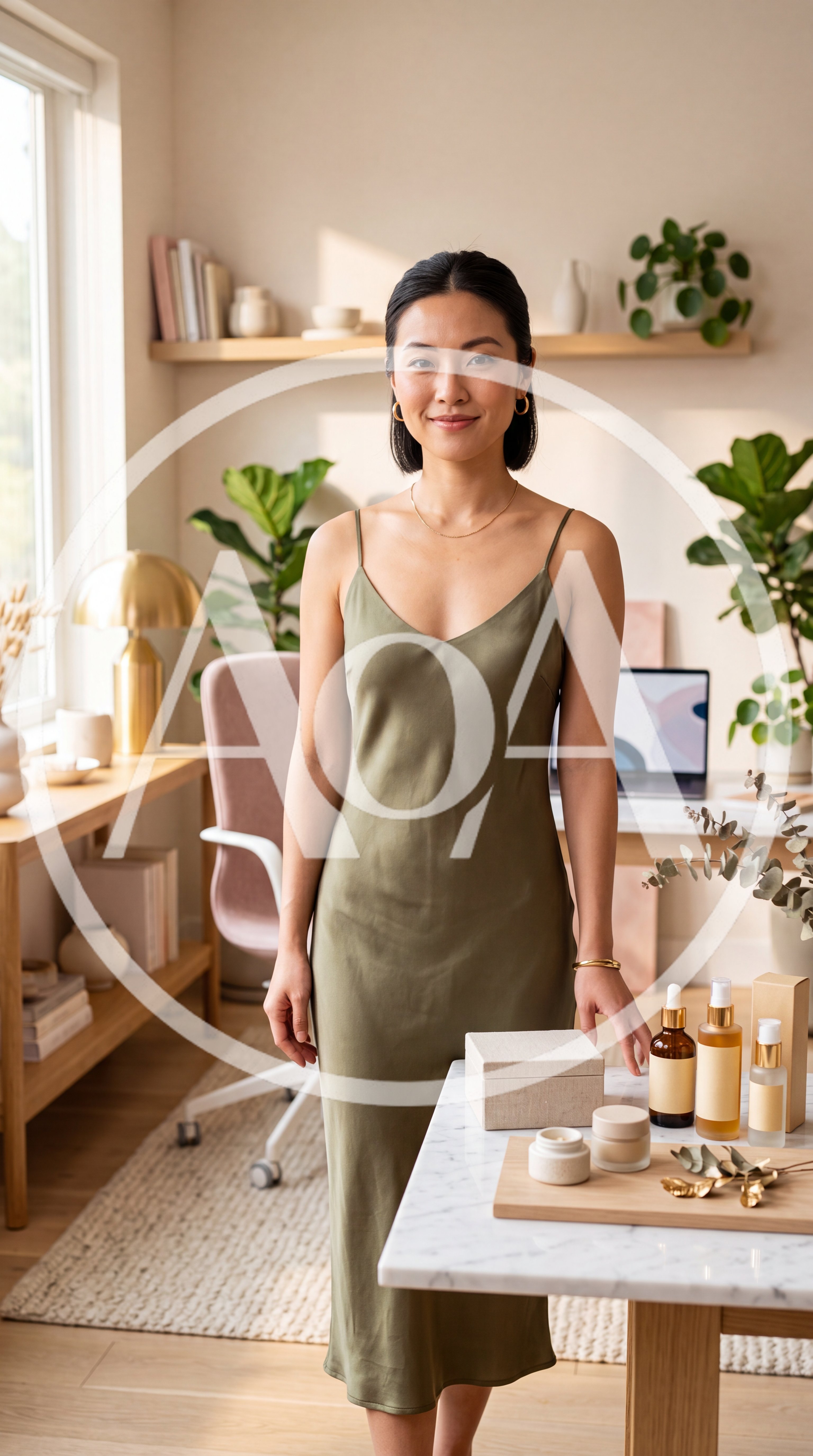 Young Asian Woman Standing In A Modern Home Office