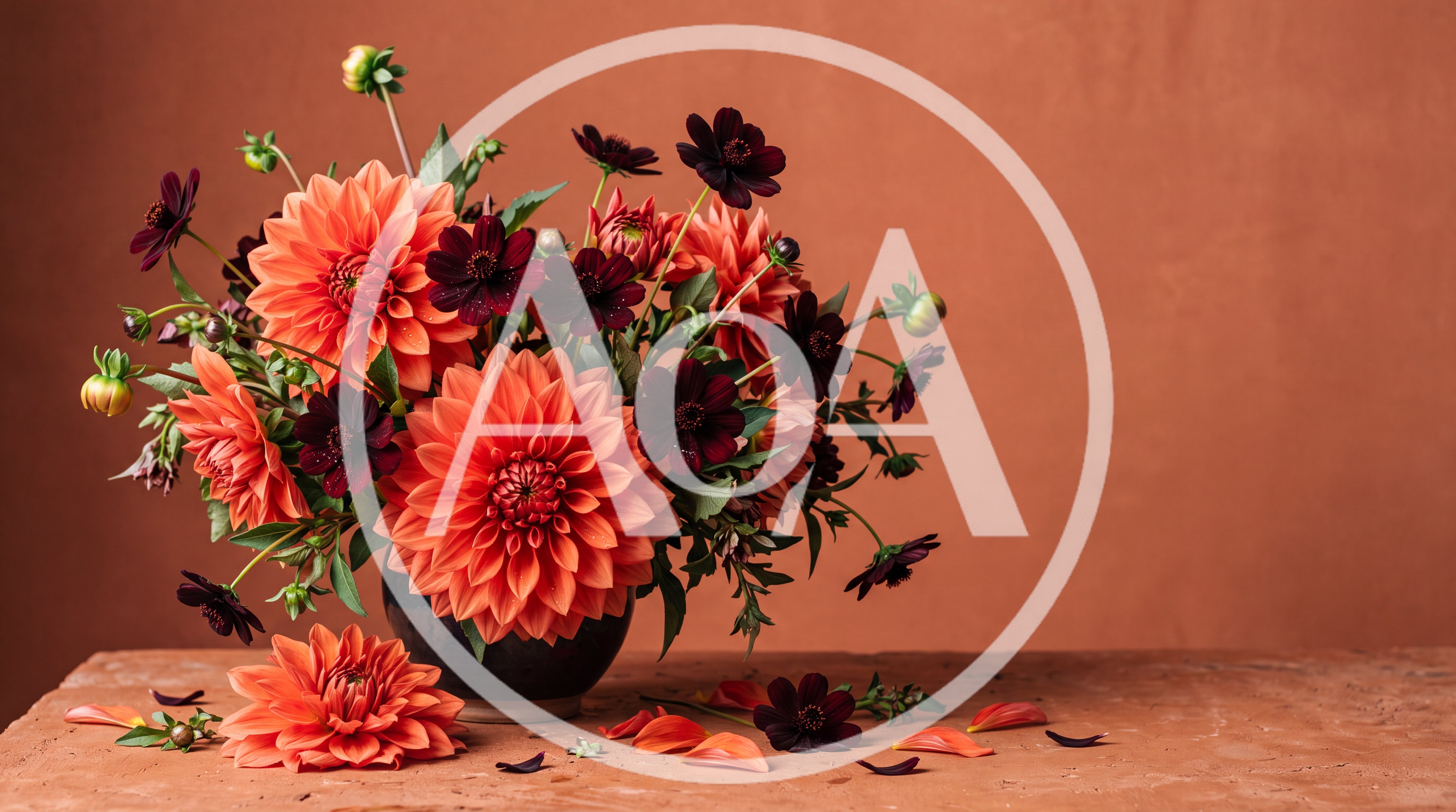 Dahlia Flower Arrangement in Ceramic Vase